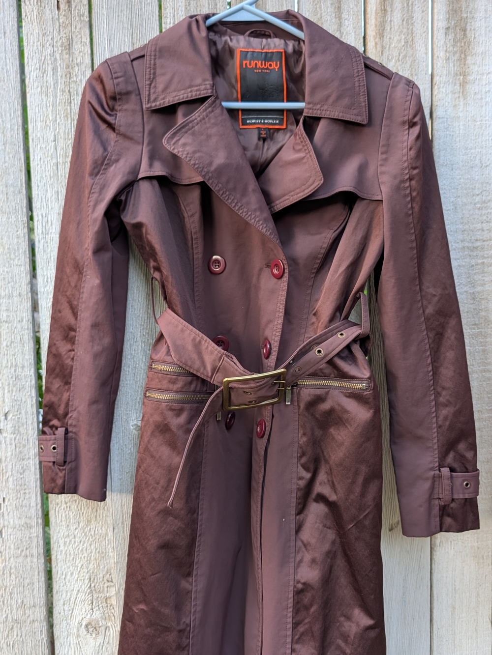 Runway Double-Breasted Brown Trench Coat with Belt